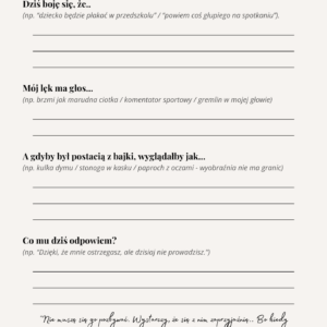 Odczaruj swój lęk - karta pracy